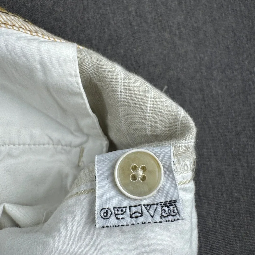 Tommy Bahama Mens 40x34 Tan Beige Pinstripe 100% Linen Relaxed Pants Vacation